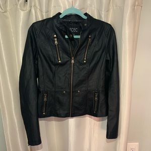 Peace of Mind Black Vegan Leather Moto Jacket